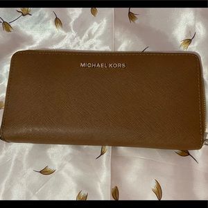 Light Brown Michael Kors Wallet (*wristlet handle piece broken off)